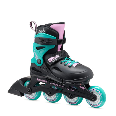 Rollerblade Fury Girls Adjustable Inline Skates - BLACK/SEA GREEN