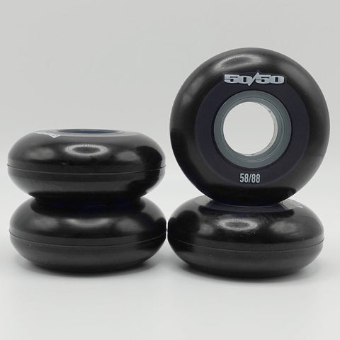 50/50 - 58mm 90a Wheels - Black - Set of 4