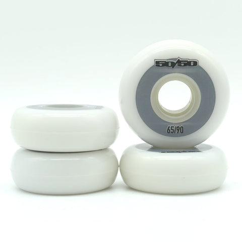 50/50 - 65mm 90a Wheels - White - Set of 4