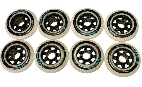 Rollerblade Supreme Wheels 90mm 85a 8-Pack - White Blue - Sale