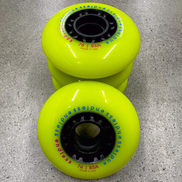 Endless Wheels Inline Skate Wheels - 76 mm Yellow - 6 PACK