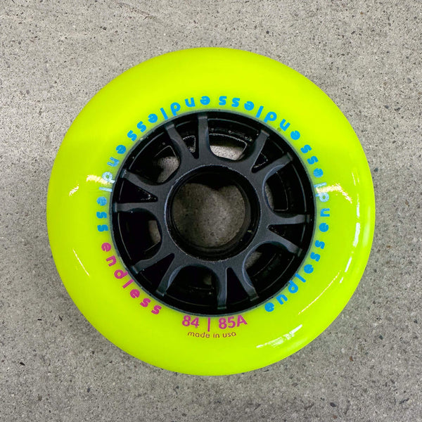 Endless Wheels Inline Skate Wheels 84mm/85a Neon Yellow 4-Pack