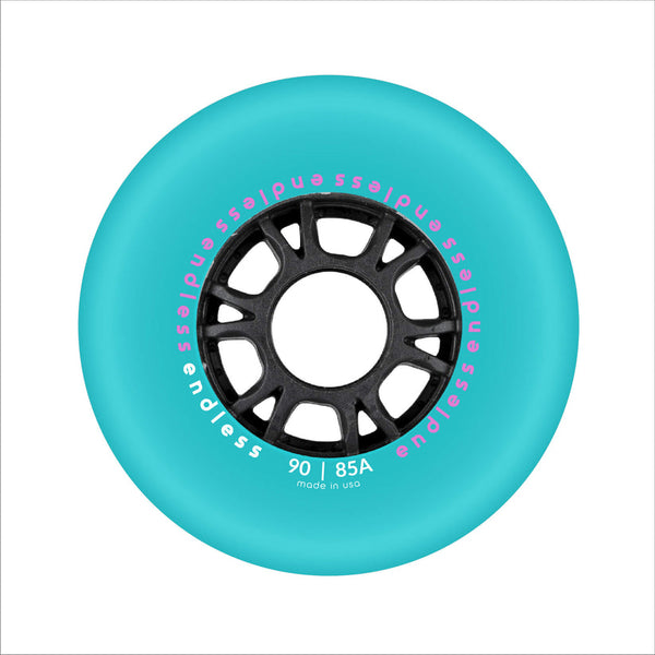 Endless Wheels Inline Skate Wheels 90mm/85a Miami Blue 4-Pack