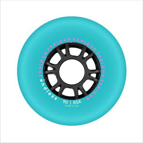 Endless Wheels Inline Skate Wheels 90mm/85a Miami Blue 4-Pack