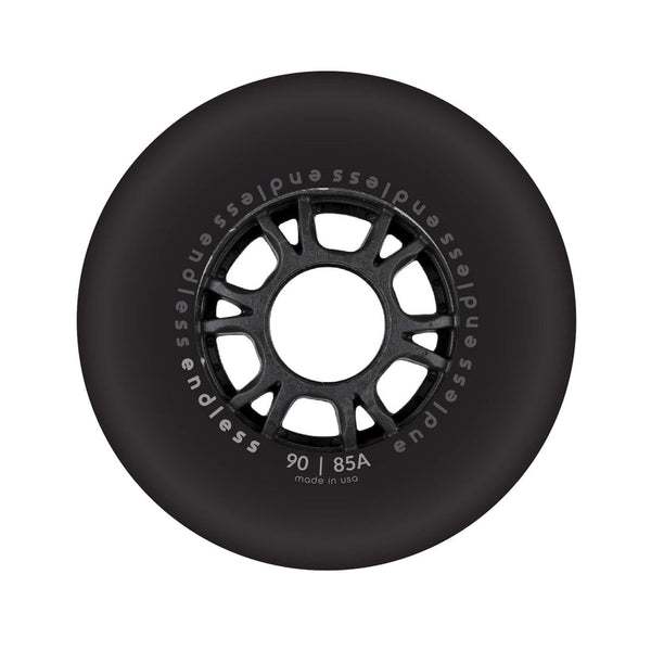 Endless Wheels Inline Skate Wheels 90mm/85a Black 4-Pack