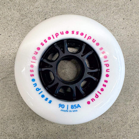 Endless Wheels Inline Skate Wheels 90mm/85a White 4-Pack