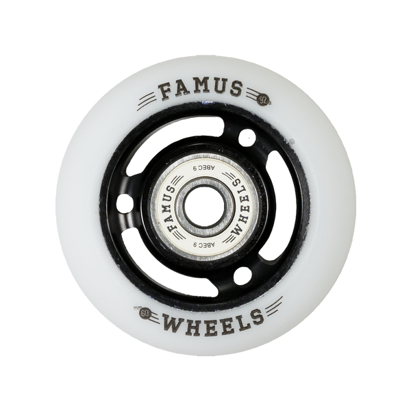 Famus Aggressive Inline Metal Core Wheels - 60MM/92A - Black/White - Set of 4 - Sale