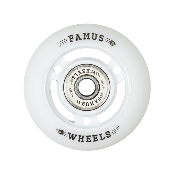 FAMUS WHEELS - Set of 4 - 60MM/88A WHITE WHITE 3 SPOKES - Sale