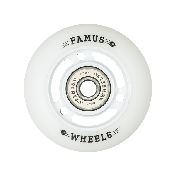 Famus Aggressive - Set of 4 - 64MM/88A WHITE WHITE 3 SPOKES - Sale