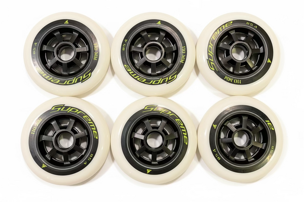 Rollerblade Supreme 110MM 85A - White Black Green - 6 Pack - Sale