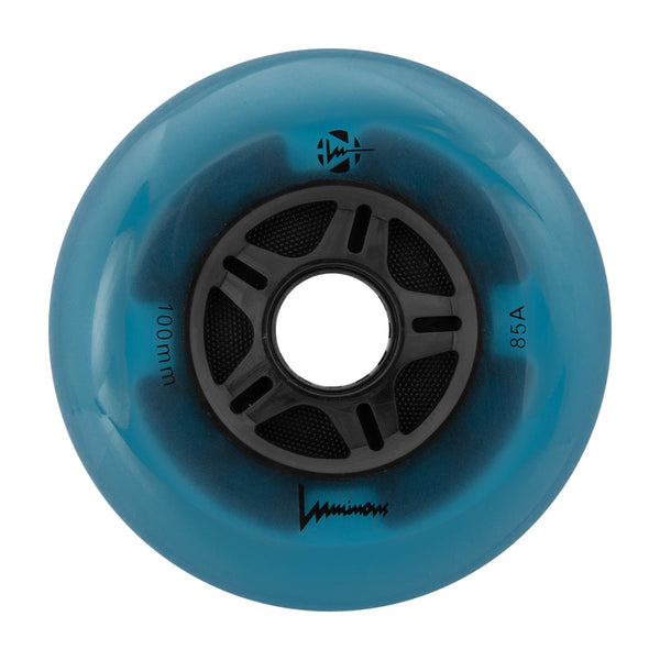 Luminous LED Inline Skate Wheels 100mm/85A - Blue Glow - SOLD BY THE SINGLE WHEEL