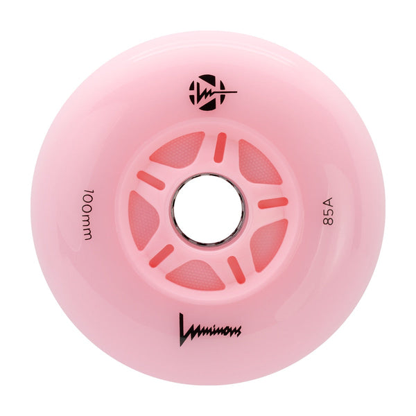 Luminous LED Inline Skate Wheels 100mm/85A - Flamingo - SOLD BY THE SINGLE WHEEL