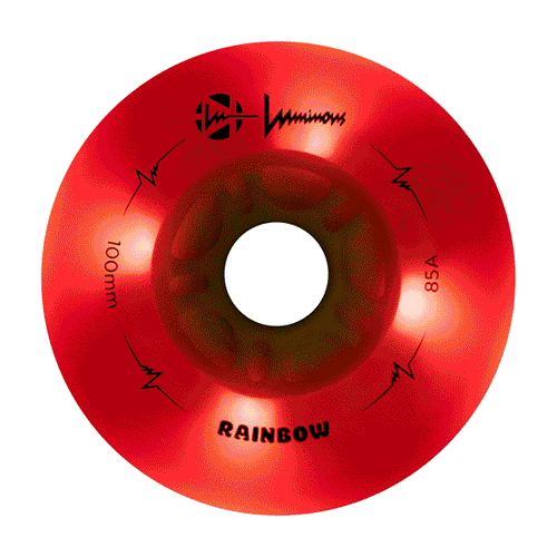 Luminous LED Inline Wheels 100mm/85a - Rainbow - Sold by the Single Wheel