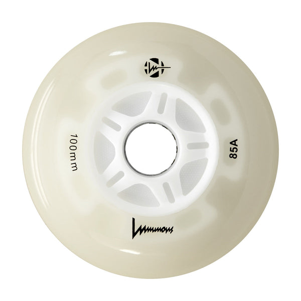 Luminous LED Inline Skate Wheels 100mm/85A - White Glow - SOLD BY THE SINGLE WHEEL