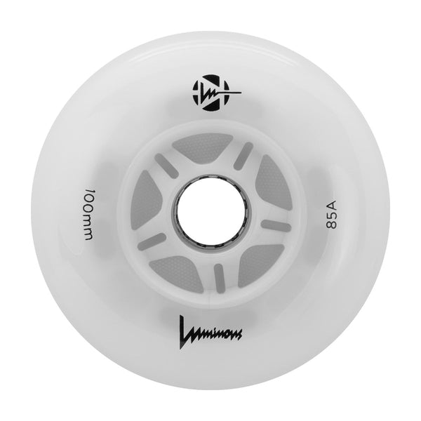 Luminous LED Inline Skate Wheels 100mm/85A - White - SOLD BY THE SINGLE WHEEL