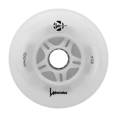 Luminous LED Inline Skate Wheels 100mm/85A - White - SOLD BY THE SINGLE WHEEL