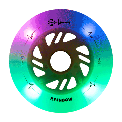 Luminous LED Inline Wheels 110mm/85a - Rainbow - Sold by the Single Wheel