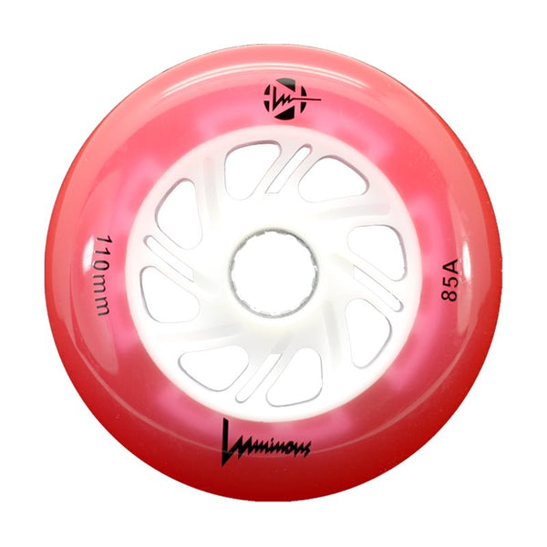Luminous LED Inline Wheels 110mm/85a - Red - Sold by the Single Wheel