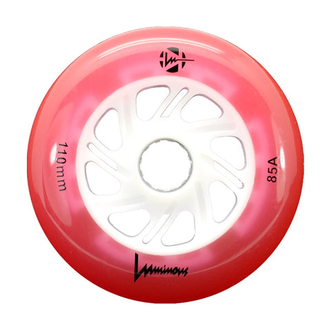 Luminous LED Inline Wheels 110mm/85a - Red - Sold by the Single Wheel