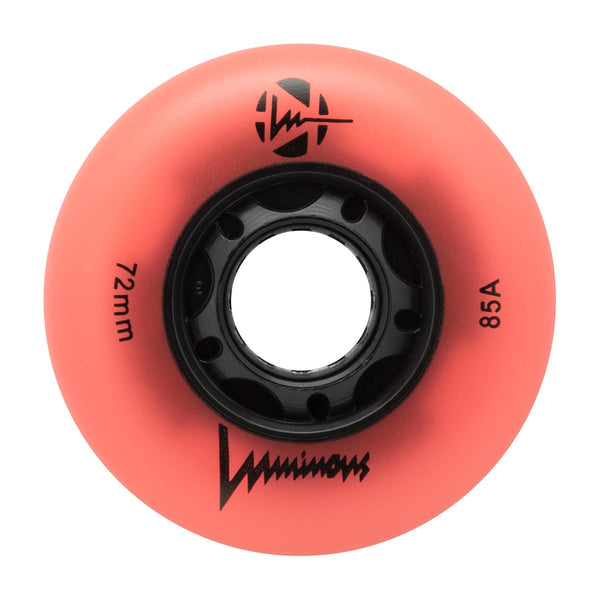 Luminous LED Inline Skate Wheels 72mm/85A - Coral Glow - SOLD BY THE SINGLE WHEEL