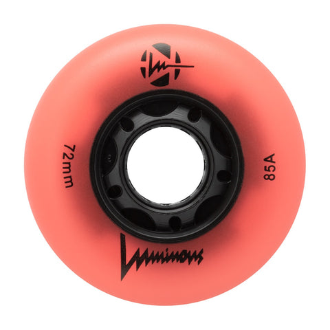 Luminous LED Inline Skate Wheels 72mm/85A - Coral Glow - SOLD BY THE SINGLE WHEEL