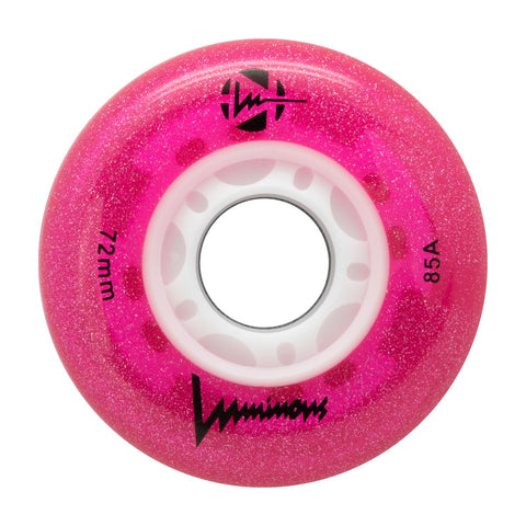 Luminous LED Inline Skate Wheels 72mm/85A - Glitter Pink - SOLD BY THE SINGLE WHEEL