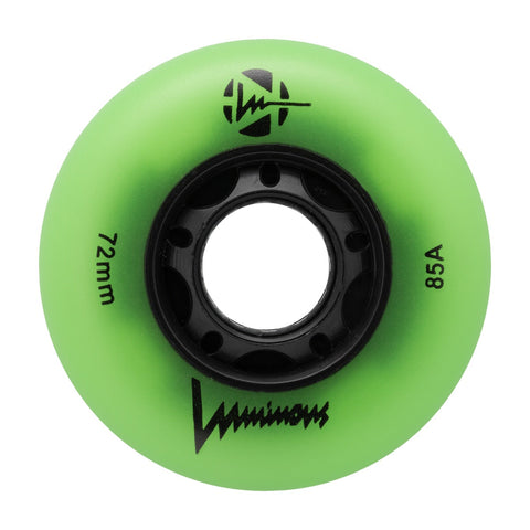 Luminous LED Inline Skate Wheels 72mm/85A - Green Glow - SOLD BY THE SINGLE WHEEL