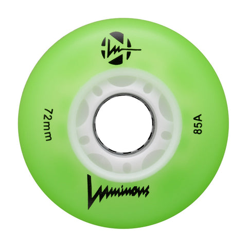 Luminous LED Inline Skate Wheels 72mm/85A -  Green - SOLD BY THE SINGLE WHEEL