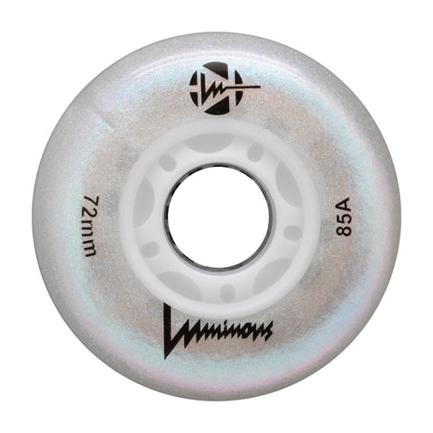 Luminous LED Inline Skate Wheels 72mm/85A - White Pearl - SOLD BY THE SINGLE WHEEL