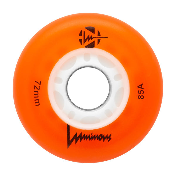 Luminous LED Inline Skate Wheels 72mm/85A -  Orange - SOLD BY THE SINGLE WHEEL
