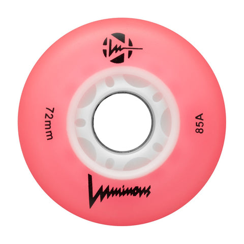 Luminous LED Inline Skate Wheels 72mm/85A - Pink - SOLD BY THE SINGLE WHEEL
