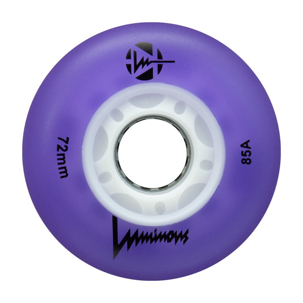 Luminous LED Inline Skate Wheels 72mm/85A - Purple - SOLD BY THE SINGLE WHEEL