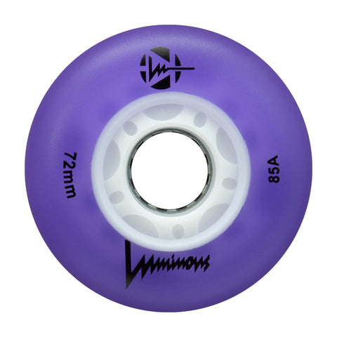 Luminous LED Inline Skate Wheels 72mm/85A - Purple - SOLD BY THE SINGLE WHEEL