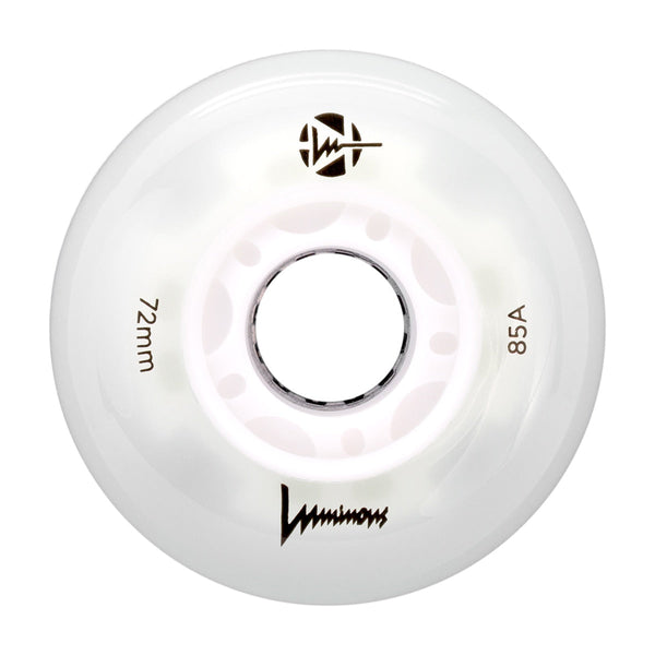 Luminous LED Inline Skate Wheels 72mm/85A - White Glow - SOLD BY THE SINGLE WHEEL