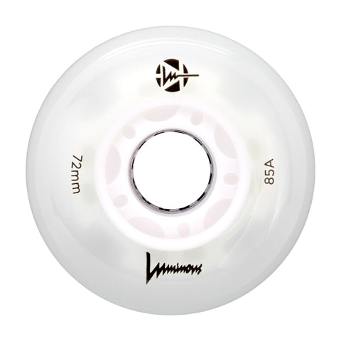 Luminous LED Inline Skate Wheels 72mm/85A - White Glow - SOLD BY THE SINGLE WHEEL