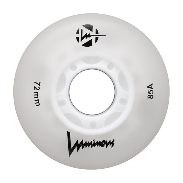 Luminous LED Inline Skate Wheels 72mm/85A - White - SOLD BY THE SINGLE WHEEL
