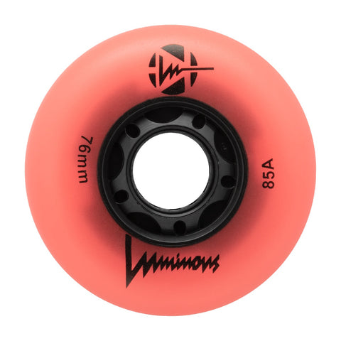 Luminous LED Inline Skate Wheels 76mm/85A - Coral Glow - SOLD BY THE SINGLE WHEEL