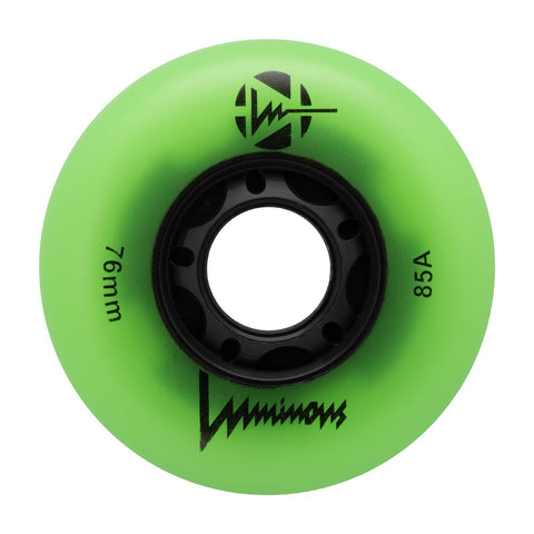 Luminous LED Inline Skate Wheels 76mm/85A - Green Glow - SOLD BY THE SINGLE WHEEL