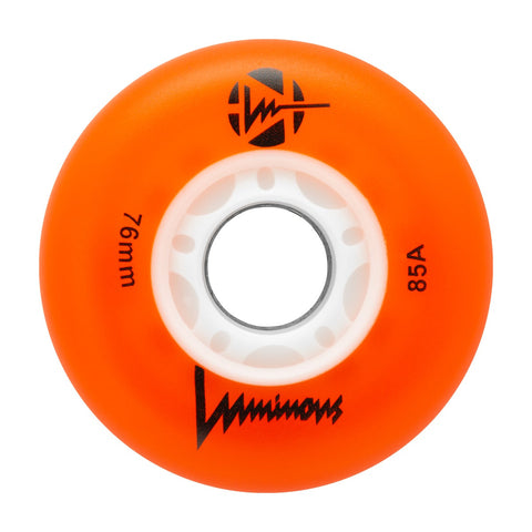 Luminous LED Inline Skate Wheels 76mm/85A - Orange - SOLD BY THE SINGLE WHEEL