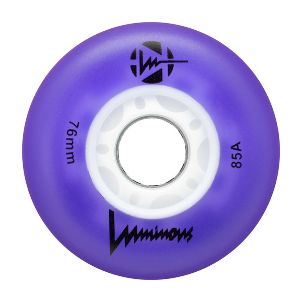 Luminous LED Inline Skate Wheels 76mm/85A - Purple - SOLD BY THE SINGLE WHEEL