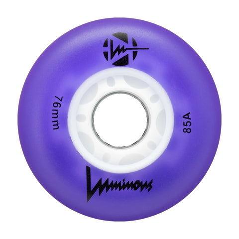 Luminous LED Inline Skate Wheels 76mm/85A - Purple - SOLD BY THE SINGLE WHEEL
