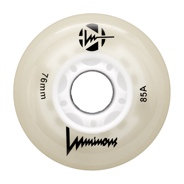 Luminous LED Inline Skate Wheels 76mm/85A - White Glow - SOLD BY THE SINGLE WHEEL