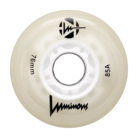 Luminous LED Inline Skate Wheels 76mm/85A - White Glow - SOLD BY THE SINGLE WHEEL