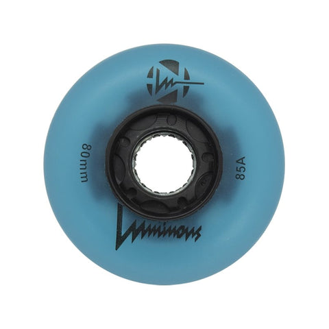 Luminous LED Inline Skate Wheels 80mm/85A - Blue Glow - SOLD BY THE SINGLE WHEEL