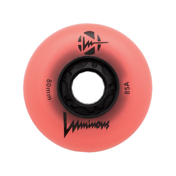 Luminous LED Inline Skate Wheels 80mm/85A - Coral Glow - SOLD BY THE SINGLE WHEEL