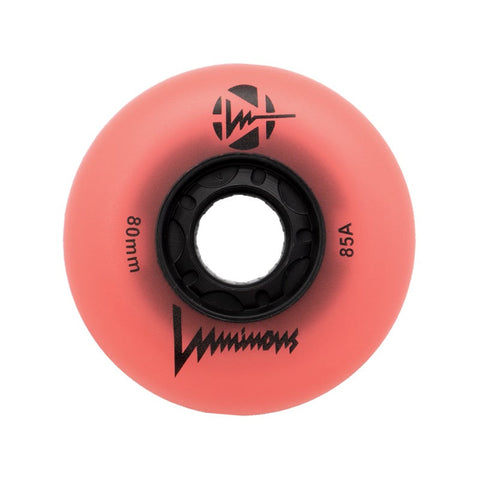 Luminous LED Inline Skate Wheels 80mm/85A - Coral Glow - SOLD BY THE SINGLE WHEEL