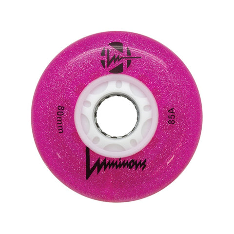 Luminous LED Inline Skate Wheels 80mm/85A - Glitter Pink - SOLD BY THE SINGLE WHEEL