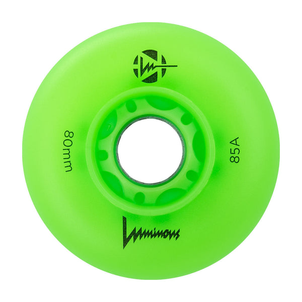 Luminous LED Inline Skate Wheels 80mm/85A - Green Apple Glow - SOLD BY THE SINGLE WHEEL