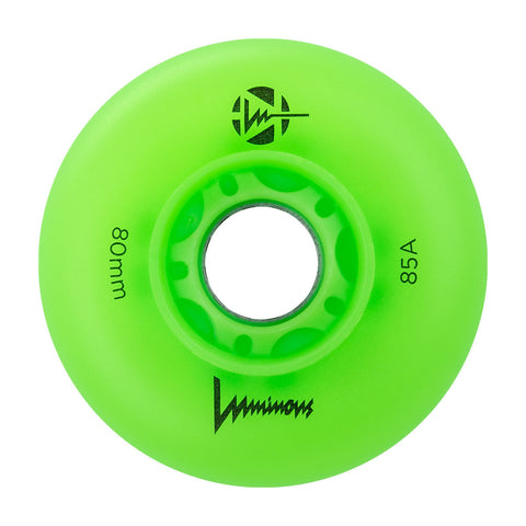Luminous LED Inline Skate Wheels 80mm/85A - Green Apple Glow - SOLD BY THE SINGLE WHEEL