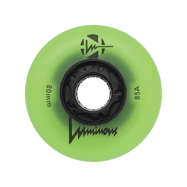 Luminous LED Inline Skate Wheels 80mm/85A - Green Glow - SOLD BY THE SINGLE WHEEL